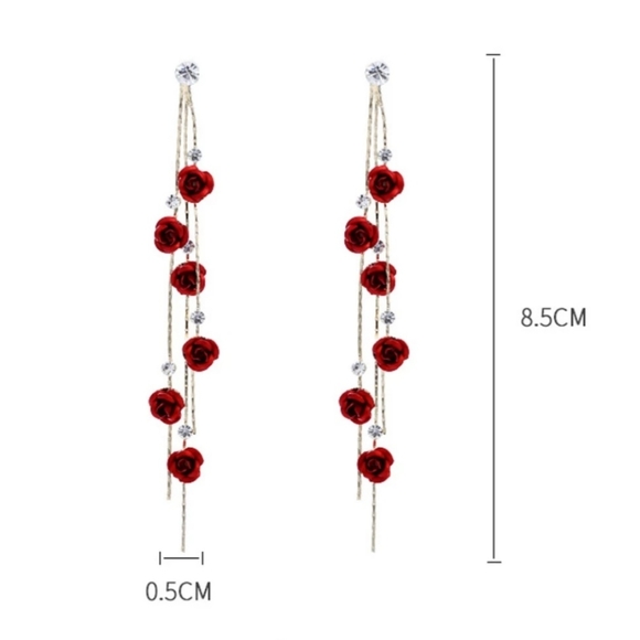 Rose Petal Drop Earrings - Picture 5 of 5